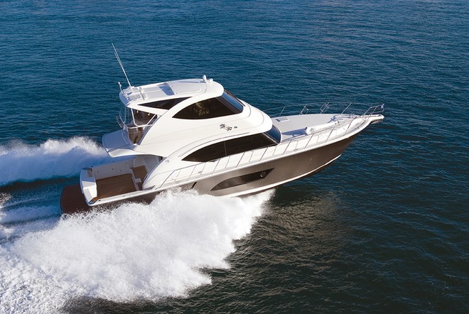 The powerful 53 Enclosed Flybridge with twin IPS will feature among six boats at Riviera's floating display © Stephen Milne